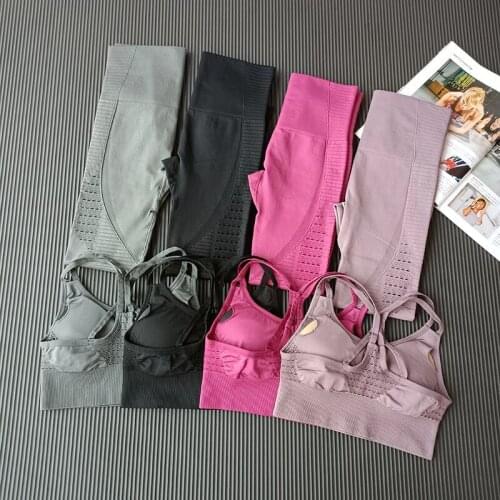 Fitness Seamless Yoga Suit Women Sport Sportwears Comfortable Bra Hight Waist Leggings Workout Set Gym Wear