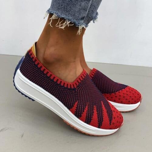 Women sneakers 2021 new mesh breathable woven shoes female platform slip-on casual shoes women sneakers plus size summer