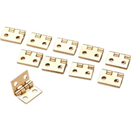 10Pcs 10*8mm Metal Mini Cabinet Drawer Hinge Butt Hinge Copper Gold 4 Small Small Hinge Hole Hand Tools Hardware Brand New