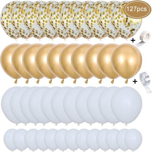 127pcs White Navy Blue Balloons Garland Confetti Metallic Gold Pastel Latex Balloons Baby Shower Birthday Graduation Party Decor