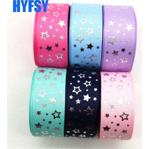 25mm new star silver cartoon ribbon 10 yard DIY handmade material gift package.Grosgrain ribbon