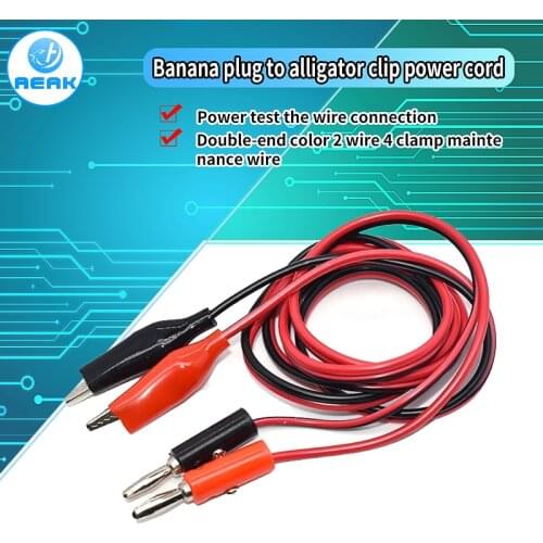 4MM Dual Alligator Clip to Banana Connector Oscilloscope Test Probe Cable 1M 3FT Red Black