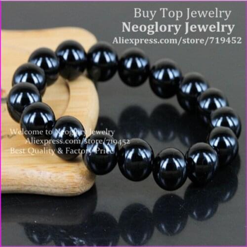 5pcs Black Onyx Stone Beads Bracelet,12mm Semi Precious Stone Beads Bracelet,Yoga Jewelry,Gems Stone Bead Mens Bracelet