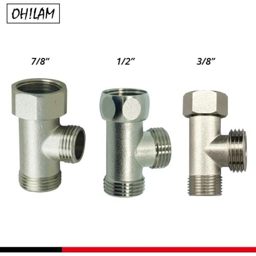 Bathroom Accessories Shower Diverter Valve T-adapter Toilet Tank Connector Angle Valve 7/8 1/2 3/8 Brass Toilet Parts