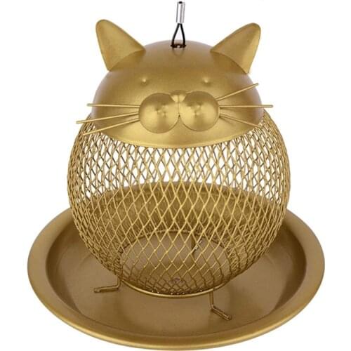 Anti-Squirrel Bird Feeder, Outdoor Cage Bird Feeder, Cute Cat Shape Bird Feeder Suitable for Outdoor Hanging