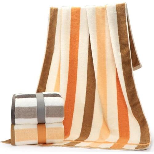 Beroyal New 2020 100% Cotton Thicker Bath Towel Absorbent Stripe Beach Towels for Adult and Kids Towels Bathroom 70*140cm 1PC