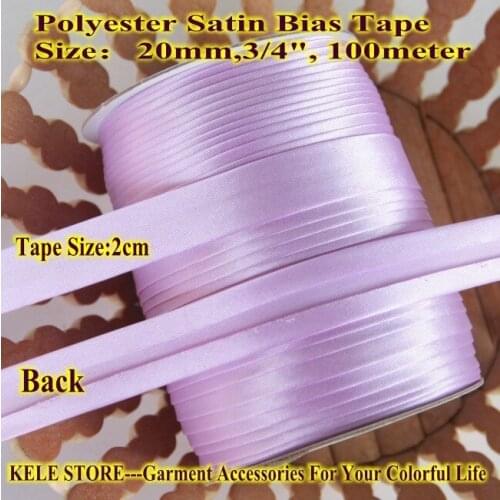 Free shipping -Polyester Satin Bias Binding Tape,size: 20mm,2cm,3/4" ,Chinese suit,$12 for 100m,garment dress edge ,light purple