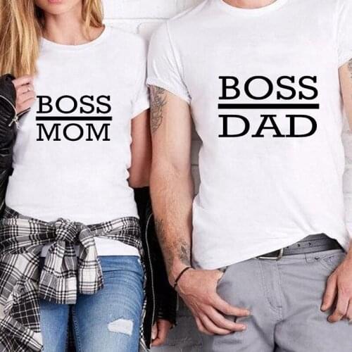 Boss Dad and Boss Mom Letter coupleT-shirt Womens Clothes 2020 Fashion Funny Saying T Shirts Mom Wife Feminist Slogan