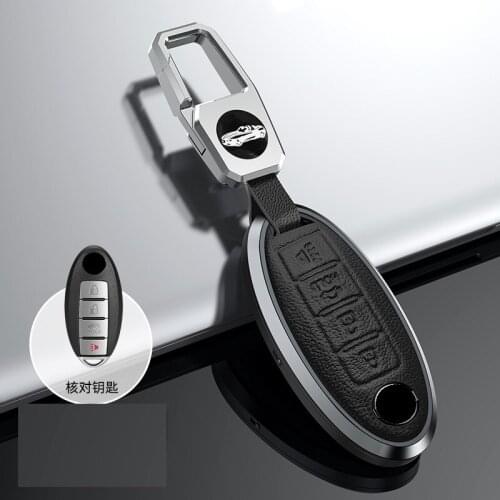 Genuine leather Aluminum Car Key Cover Case For infiniti FX35 FX37 FX50 G25 G35 G37 JX35 M35 M37 M45 Q70