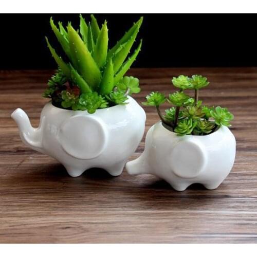 Elephant Ceramic Flower Pot Succulent Plant Container Decoration for Home Office Garden STTA889