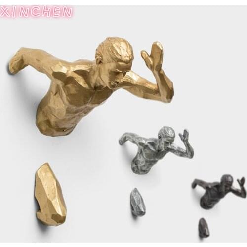 Creative Industrial Style Running Sculpture Resin Living Room Background Wall Decoration Hanging Run Figure Statue Sports Man