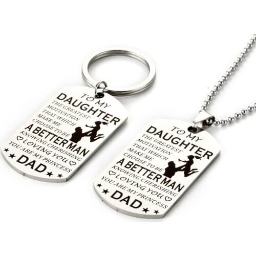 Creative Military Stainless Steel Necklace TO MY DAUGHTER THE GREATEST Necklace For Men Women Jewelry