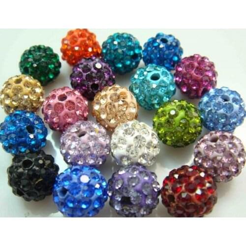 Best Crystal DHL Free 10mm Mixed Color new arrival Micro Pave Disco CZ Ball crystal bead tyert23