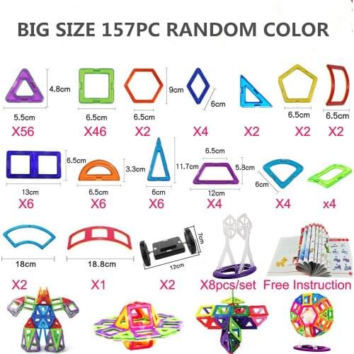44-157PCS Big Size Magnetic Blocks Designer Construction Model & Building Toys Brick Enlighten Bricks Magnetic Toys for Children