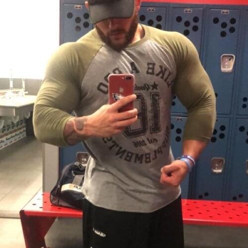 Fashion Pure color Quick Dry Bodybuilding Compression Shirt Long Sleeves T shirt Plus Size Fitness Clothing Solid Color Tops