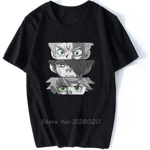 The Promised Neverland Emma Norman Ray Eyes Black T-Shirt Men Cotton O-neck TShirt Hip Hop Tees Tops Streetwear Harajuku