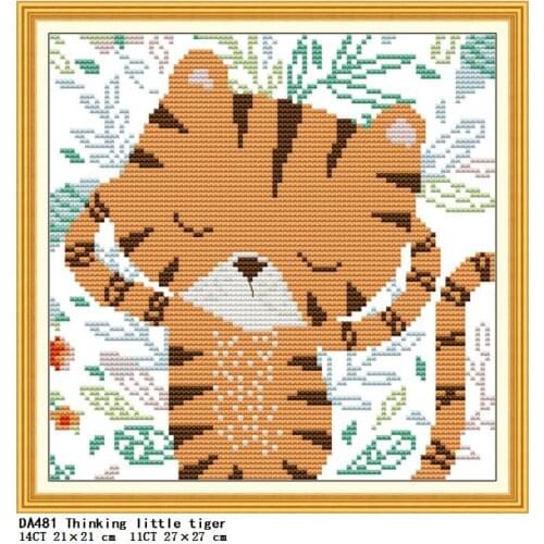 Cute little tiger cross stitch kit DIY cartoon animal pattern 14ct 11ct needlework sewing set handmade embroidery kit crafts