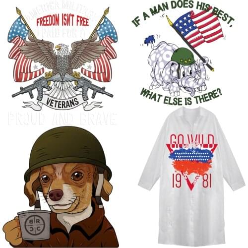 Flag and Gun Military Patches Thermal Sticker on Clothes Fabric Iron-on Transfers for Clothing Thermoadhesive Patch Diy Applique