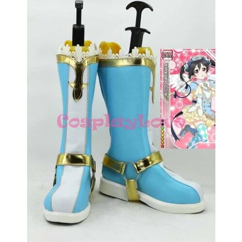 Newest Custom Made Japanese Anime Lovelive! White and Blue Yazawa Nico SR Cosplay Shoes Boots For Halloween Christmas