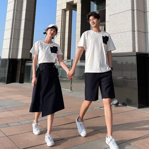Reality take 2021 new couple outfit T - shirt skirt skirt casual suit couples clothes couples clothing
