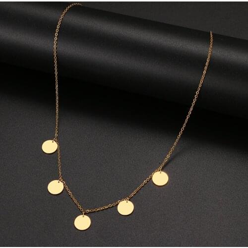 2021 NEW Stainless Steel Round Circle Necklaces Geometric Style Simple Fashionable Femme Wholesale Necklace For Women Jewelry