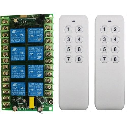 AC 220V 8 CH Channels 8CH RF Wireless Remote Control Switch Remote Control System receiver transmitter 8CH Relay 315/433 MHz