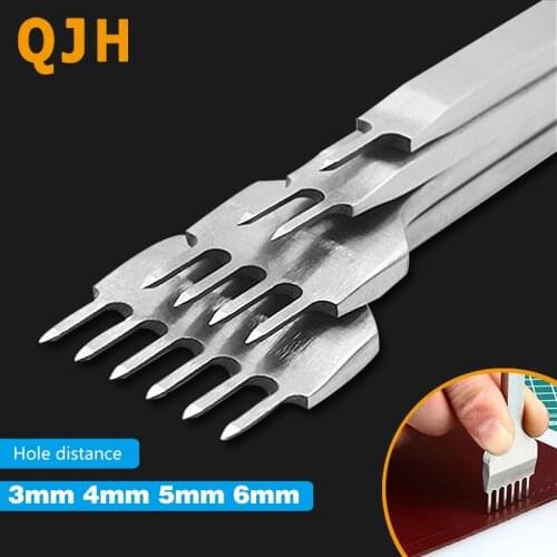 4pcs/set 3/4/5/6mm DIY Prong Leather Craft Punching Hole Tool Leather Stitching Sewing Punches 1+2+4+6 Prongs Leathercraft Tools