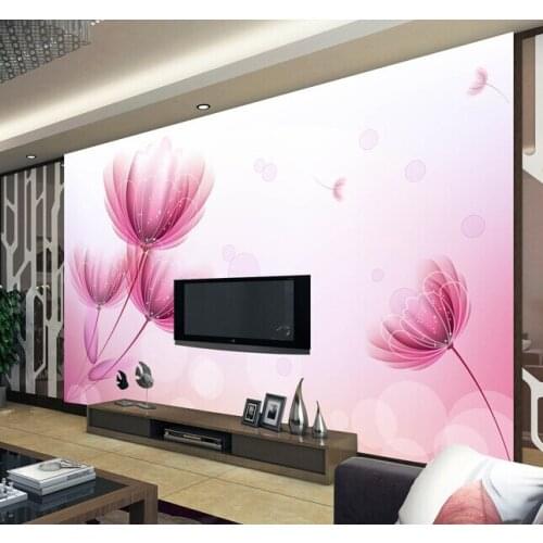 Custom papel DE parede 3 d, pink flower murals for the living room bedroom TV background wall waterproof wallpaper