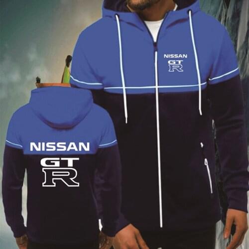 Casual trend Mens Zip Jacket GTR Car Logo printing Spring Autumn Mens Zip Jacket Splicing Cotton High Quality Mens clothes