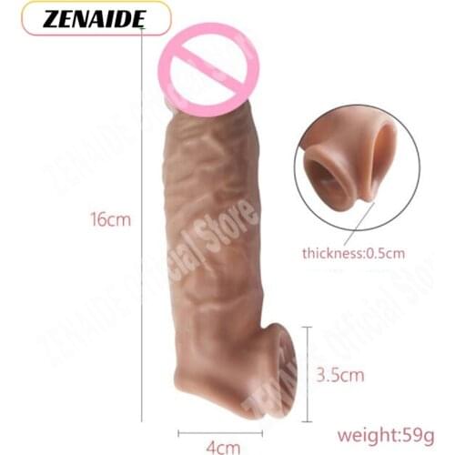 Realistic Penis Sleeve Extender Cock Sleeve G-spot Massager Cock Cover Strapon Dick Enlarger Condom Dick Extension Ring for Man