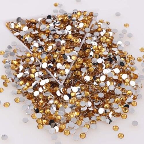 Topaz 10000pcs 2mm/3mm/4mm/5mm Round Resin Flatback Rhinestones For DIY Nail Art/Jewelry Decoration