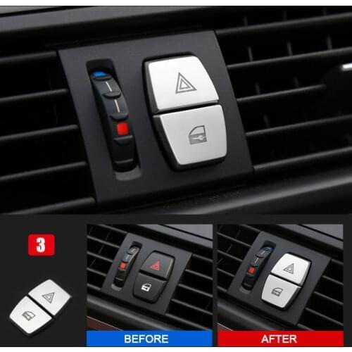 Inner Front Warning Light switch button Covers Trim Stickers Interior Decorative for BMW 5 /6/7 series F10 GT F07 Car styling