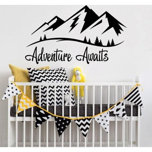YOYOYU Adventure Awaits Vinyl Wall Sticker Kid Room Decal Bedroom Mountain Wanderlust Nursery Room decoration Art Poster ZX495