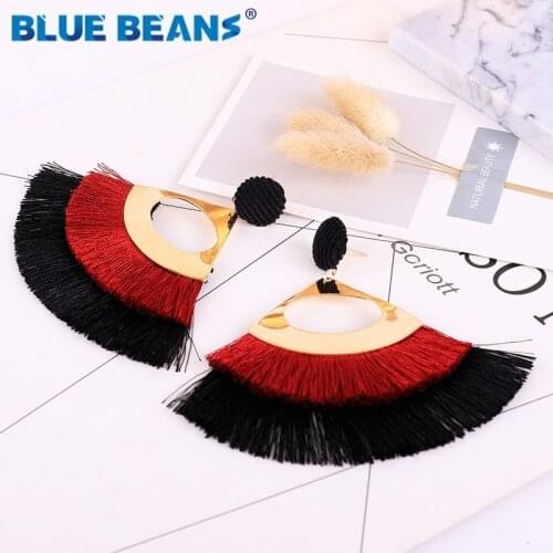 Tassel Green Earring 2019 New Bohemian Statement Luxury Long Earring jewelry Handmade Women Geometric Fringe Fashion Big Wedding