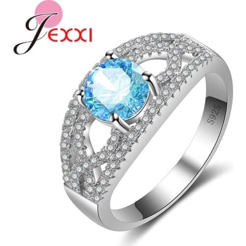 Rings For Women 925 Sterling Silver Band Jewelry Round Cubic Zircon Bridal Wedding Rings High Quality Anillos Bague Femme