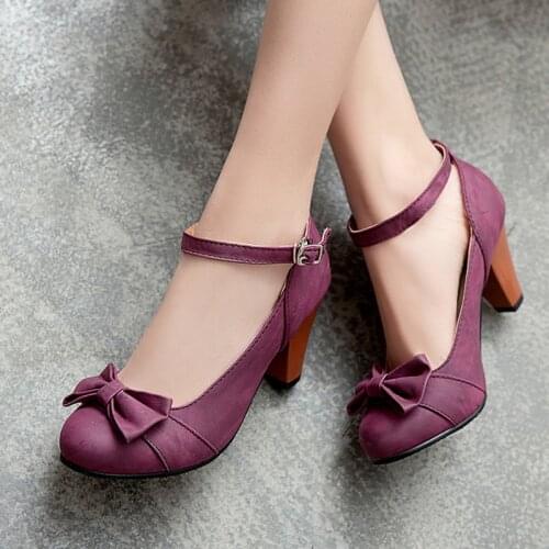 YMECHIC 2019 Vintage Ankle Strap Spike High Heels Daily Party Ladies Shoes Plus Size Lolita Bowtie High Heel Pumps Women Heels