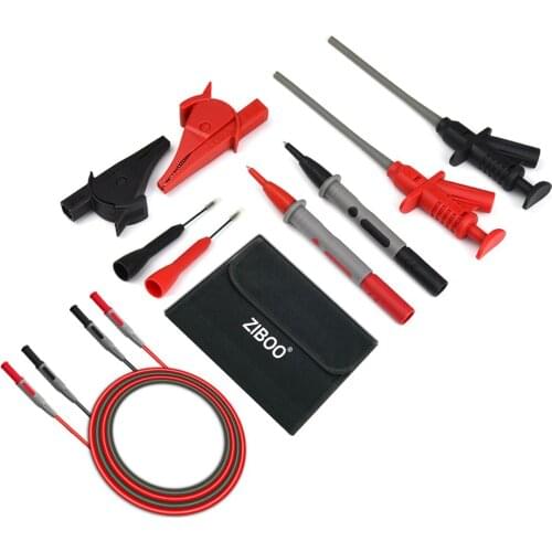 ZIBOO KIT-12 Multimeter Test Leads Kit,with Alligator Clips Piercing Needle Non-destructive Test Probe,Flexibility Hook Clip