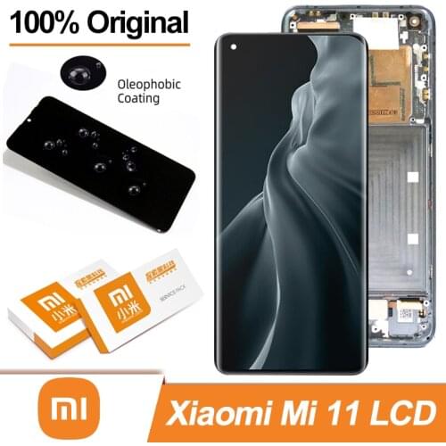 100% Original 6.81" AMOLED Display with frame for XiaoMi Mi 11 Mi11 LCD Touch Screen Digitizer Assembly Repair Parts