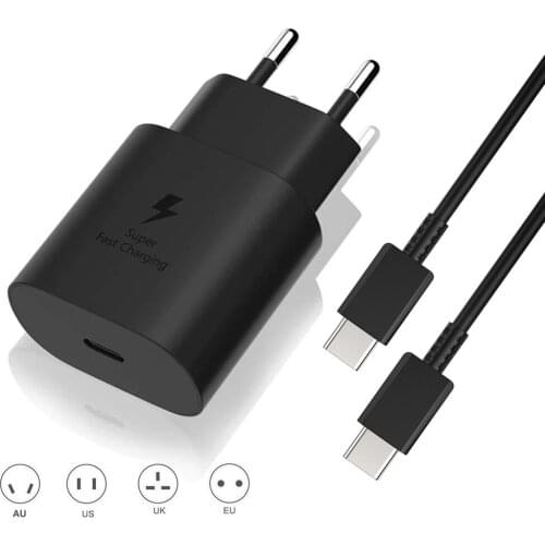 25W PD Super Fast Charger Type C Cable For Samsung Galaxy Quantum 2 A72 A52 M62 F62 S21 S21 Ultra 5G
