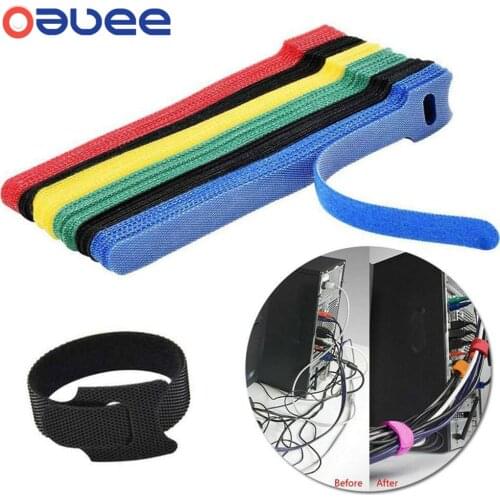 50pcs/set Adhesive Loop Hook Nylon Hook and Loop Strap Cable Ties Reusable Wire Organizer Self Adhesive Clip Holder Ties Strap