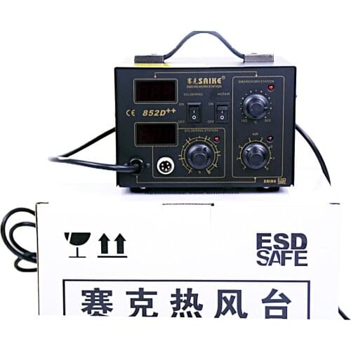 700W Hot Air Gun Desoldering Station Dual Digital Display SAIKE 852D++ Two-in-one Thermostat Electric Soldering Iron