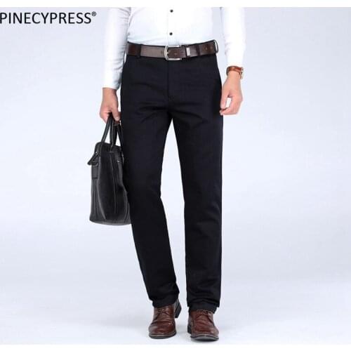 98% Cotton 2% Spandex Easy Care Men Suit Pants Formal Business Straight Male Spring Autumn Khaki Casual Chino Man Trousers