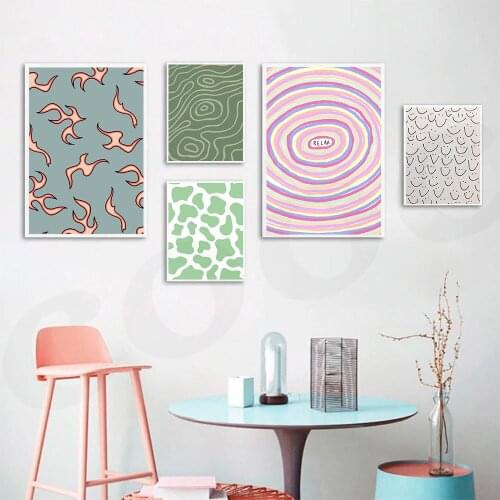 Abstract Strip and Circle Line Poster Smiling Canvas Painting Modern Art Print Geometric Wall Picture for Living Room Home Decor