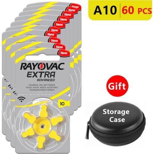 Hearing Aid Batteries Size 10 za Rayovac Extra Advanced,Pack of 60,Yellow Tab PR70 1.4V Type A10 Zinc Air Battery