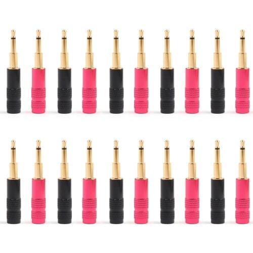 Artudatech 20Pcs Upgrade 2.5mm Mono Jack Plug Connector Audio For HD700 HE Oppo PM-1 PM-2 Blk+Red