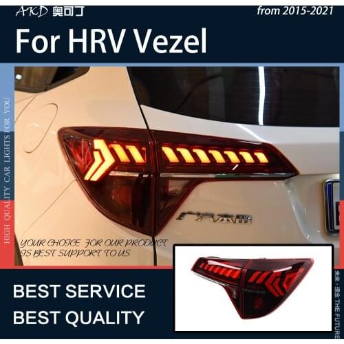 AKD Car Styling For Honda HRV Vezel 2015-2021 LED Taillights Rear Fog Lamp Turn Signal Lamp LED Highlight Reversing+Brake Light
