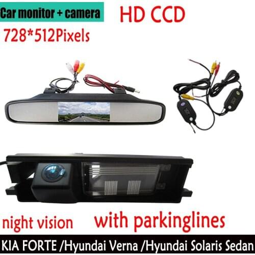 Wireless Color CCD Car Rear View Camera for Toyota RAV4 RAV-4 ,with 4.3 Inch Rear view Mirror Monitor
