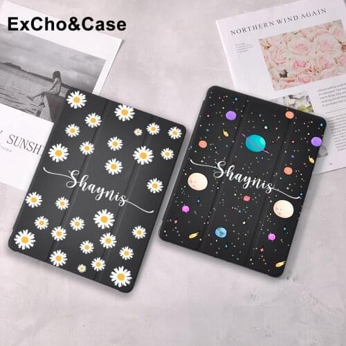 For iPad Case Custom Name For 10.9 Air 4 2020 10.2 inch 8th Generation 7th 9.7 5th 6th 12.9 inch iPad Pro Mini 4 5 flowers Cover
