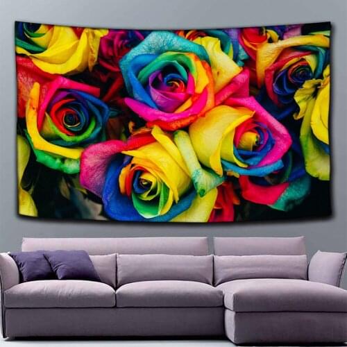Flower Painting Tapestry Wall Hanging Chart Hippie Bohemian Tapestries Colorful Psychedelic Boho Home Home Decor