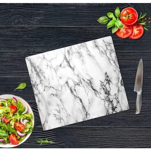 Decorative Glass Cutting Board White Marble 30x40 cm все для кухни schneidbrett snijplank tabla de corte